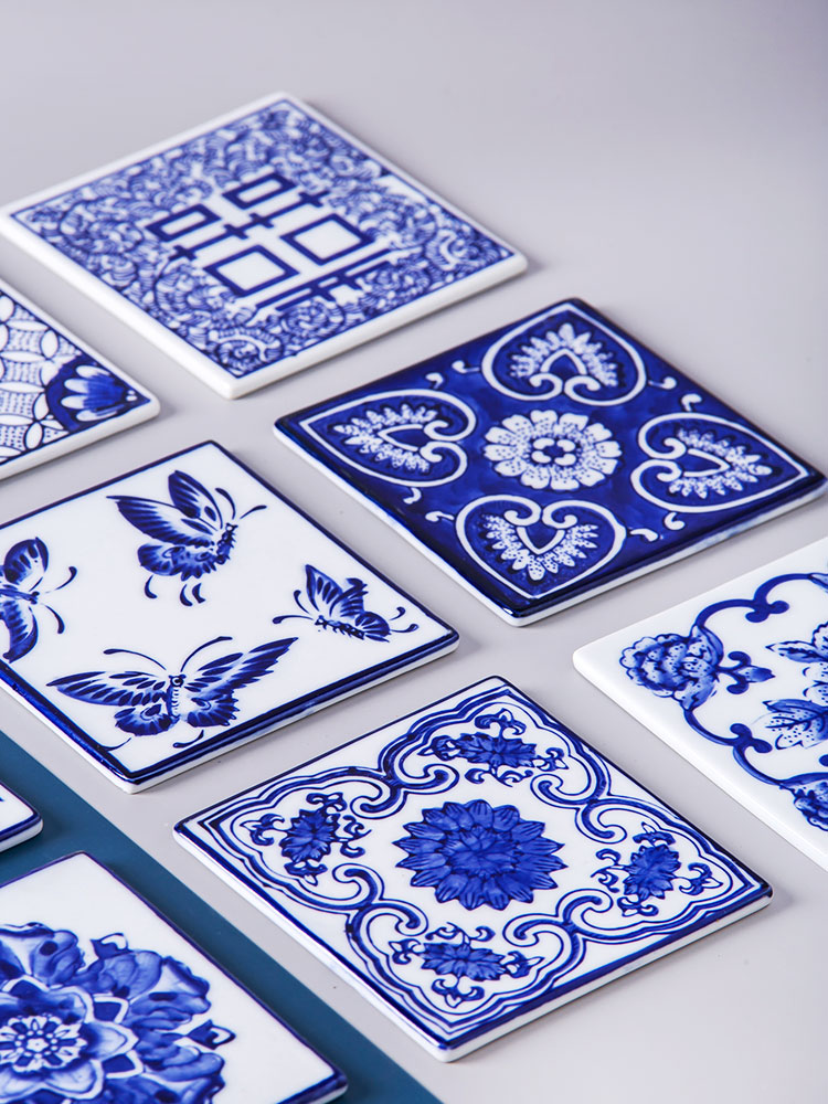 Household act the role ofing is tasted ceramic cup mat ceramics wall act the role ofing wall stick hanging decorations of blue and white porcelain is optional