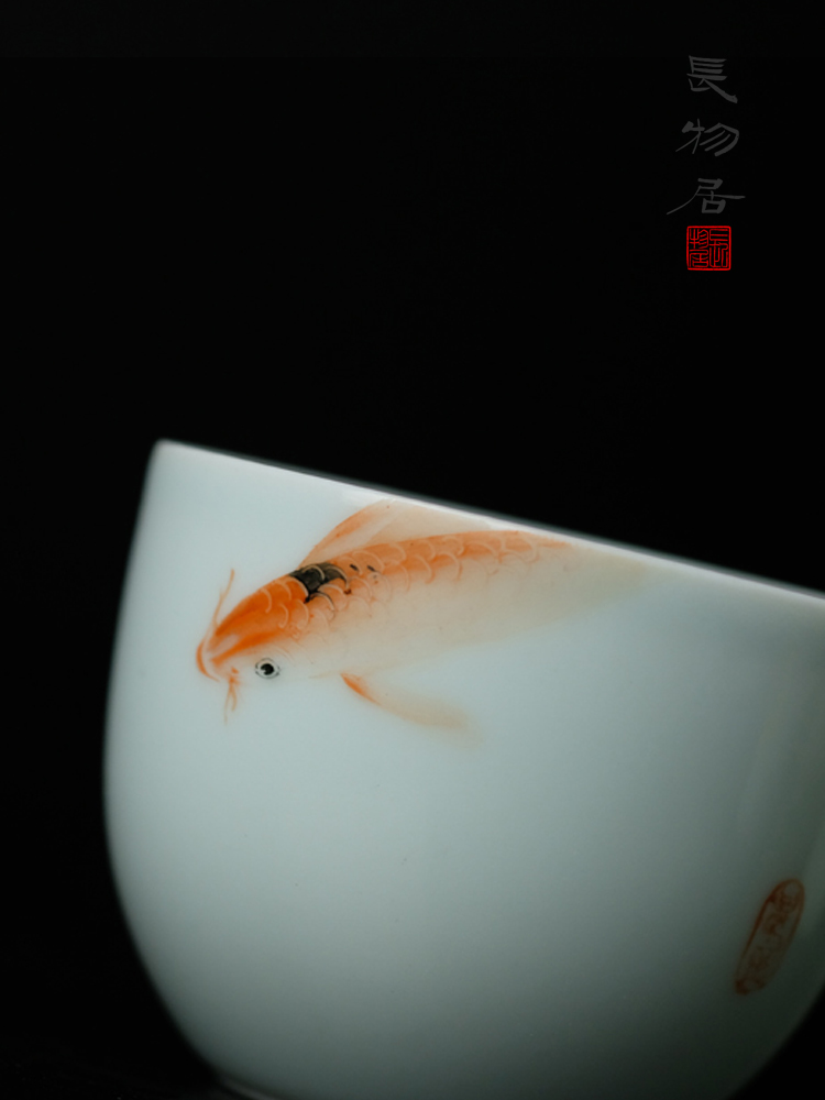 Offered home - cooked artists in hand - made pastel carp glass sample tea cup of jingdezhen ceramic cups tea by hand