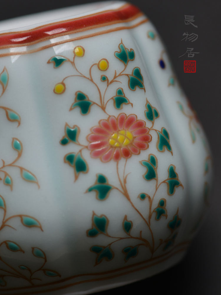 Offered home - cooked at taste new hand draw colorful flowers folding branches pear - shaped tea warehouse small jingdezhen ceramic tea pot