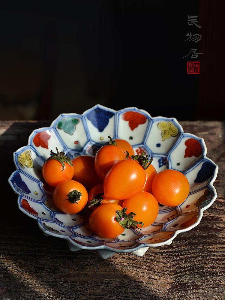 Offered home - cooked in imitation of jiajing hand - made colorful lotus petal shaped jingdezhen checking antique porcelain dish plate plate