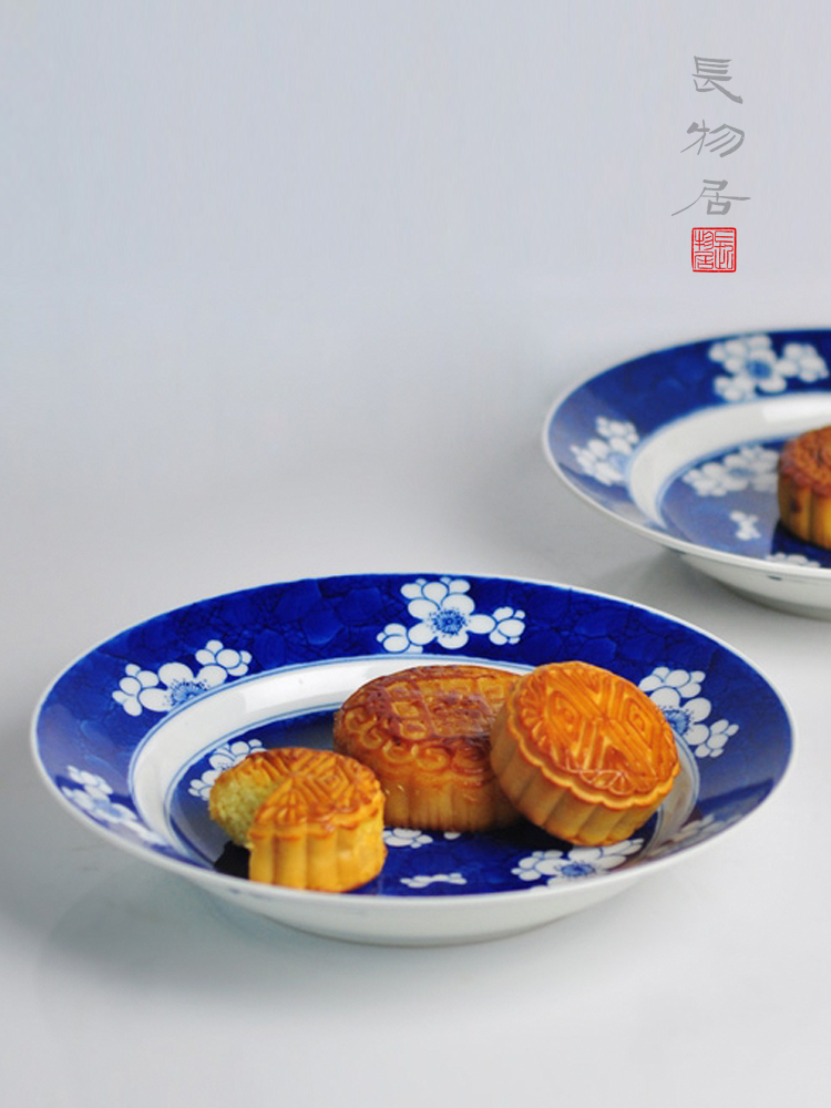 Offered home - cooked in hand - made of ice MeiWen enjoy dish plate plate plate of blue and white porcelain of jingdezhen ceramics tableware by hand