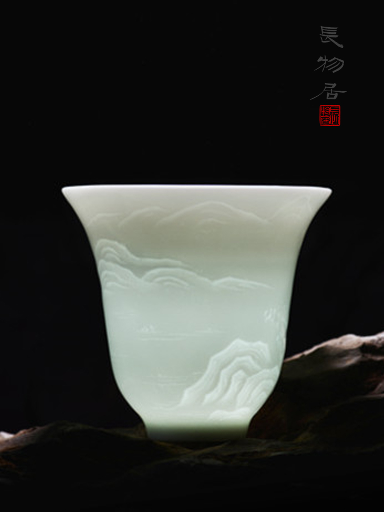 Offered home - cooked manual shadow blue glaze in kung fu tea master of jingdezhen ceramic cup cup sample tea cup single small tea cup