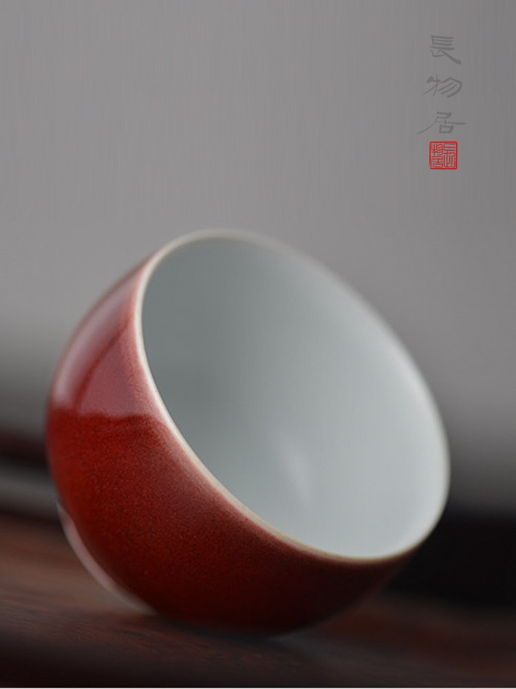 Offered home - cooked single blue glaze offering sacrifice in red pot cup manual master of jingdezhen ceramic sample tea cup cup tea cups