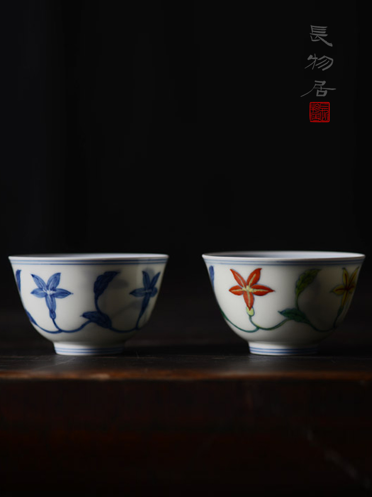 Offered home - cooked in hand - made doucai bucket color gardenia palace cup sample tea cup of jingdezhen ceramic cup tea service master