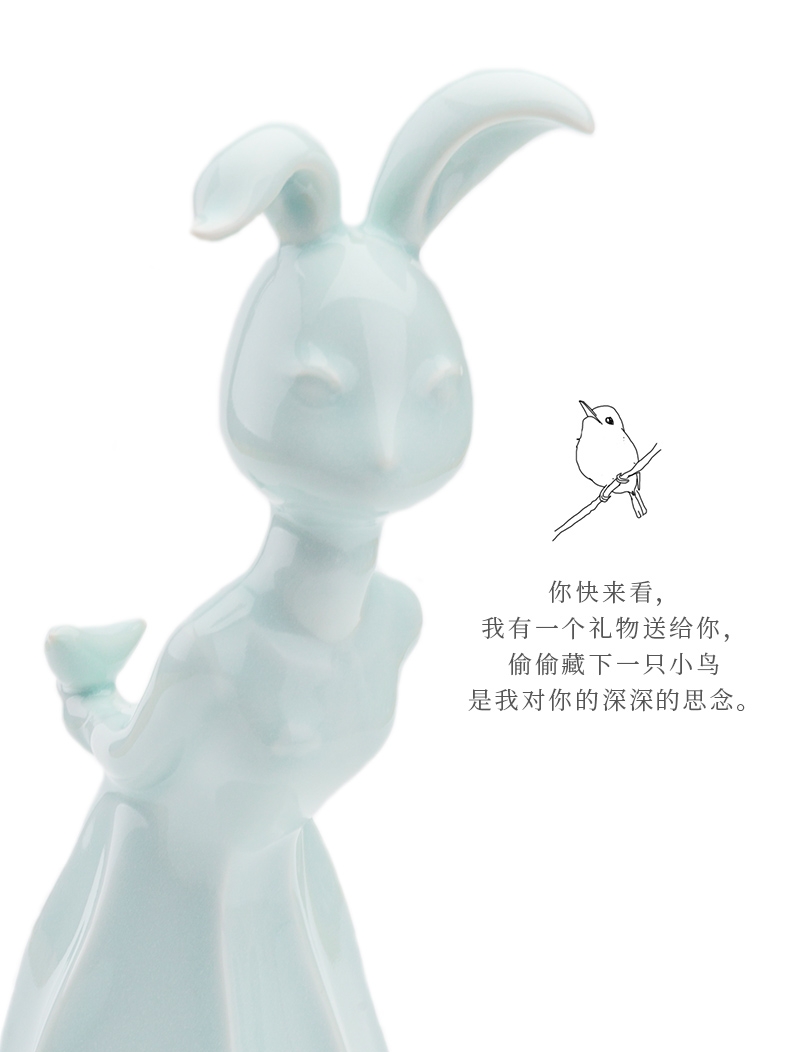 "Miss rabbit" jingdezhen ceramic express bunny girls bedroom adornment creative home furnishing articles night stand