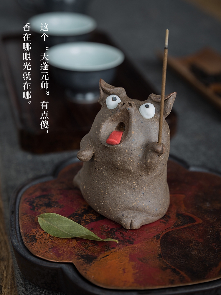 "Tea pet pig" jingdezhen ceramic joss stick inserted lovely move of creative play in plutus Tea to Tea pets furnishing articles