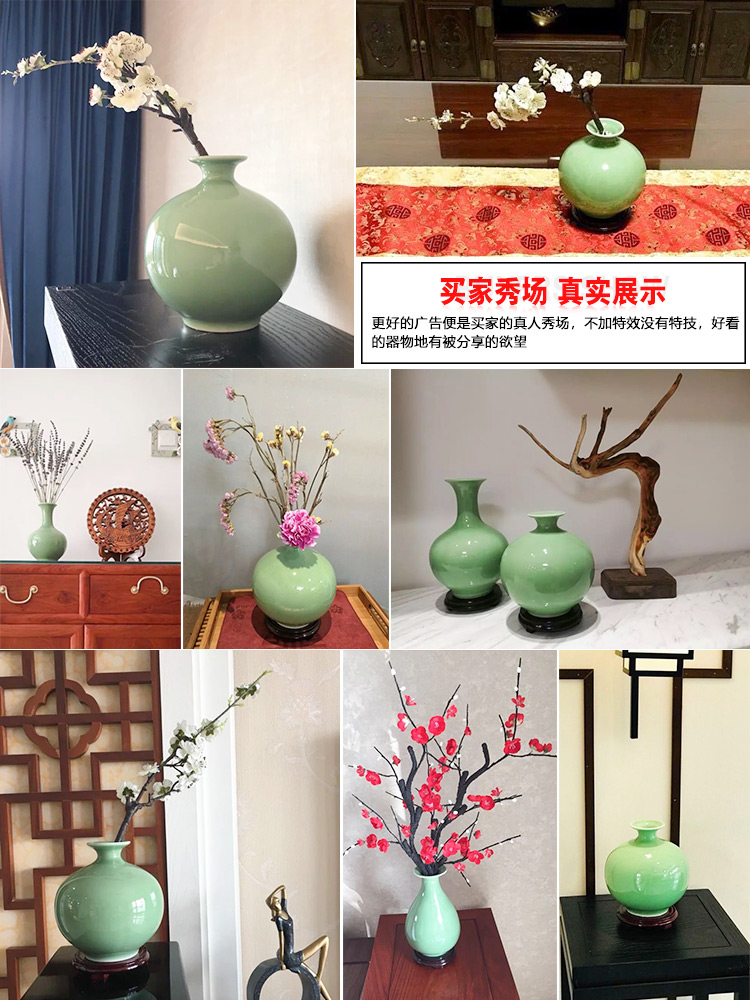 Jingdezhen ceramics floret bottle place flower arranging archaize sitting room rich ancient frame of new Chinese style household decorative arts and crafts