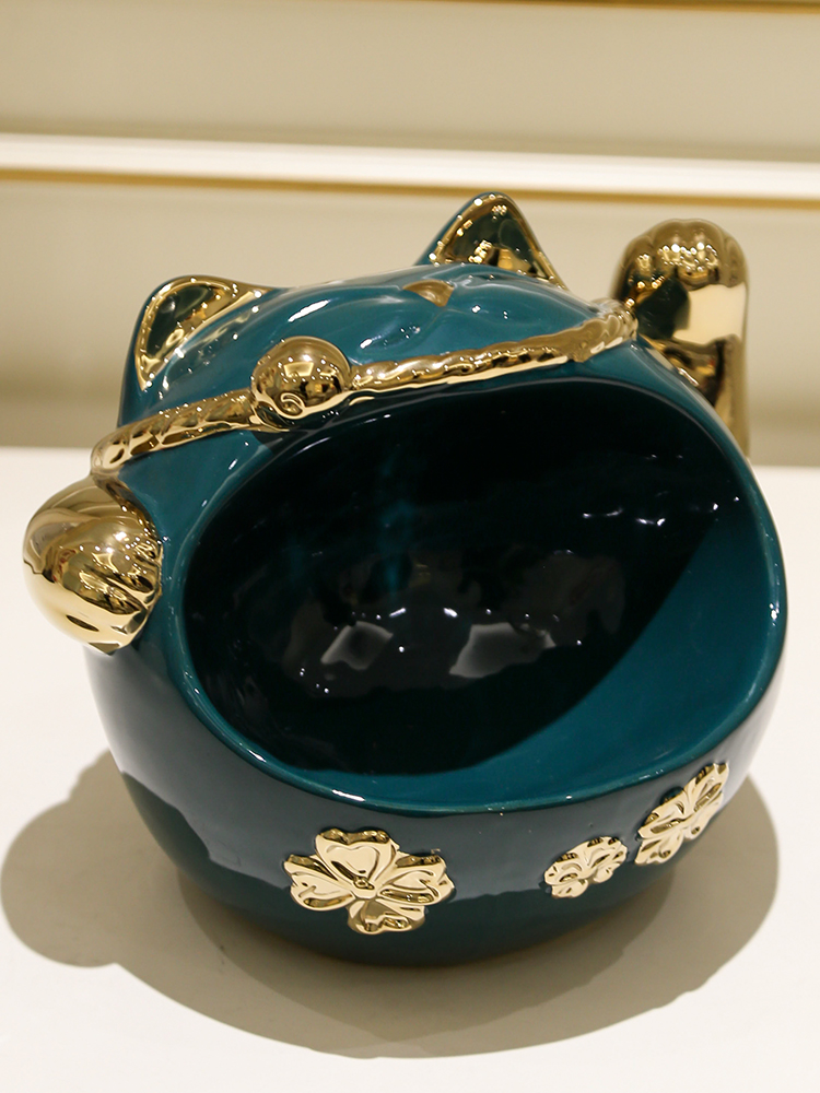 Creative plutus cat ceramic furnishing articles sitting room keys remote control to receive a cookie jar desktop home decoration