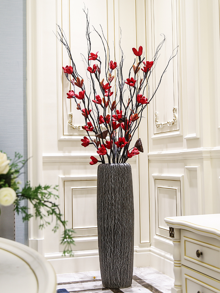 Jingdezhen ceramic floor big vase decoration pieces of I and contracted sitting room home decoration high dried flowers flower arrangement