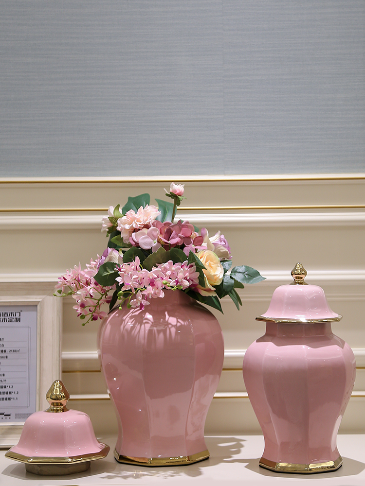Jingdezhen decorates sitting room porch light European - style key-2 luxury furnishing articles vase simulation for household decoration flower flower arranging flowers