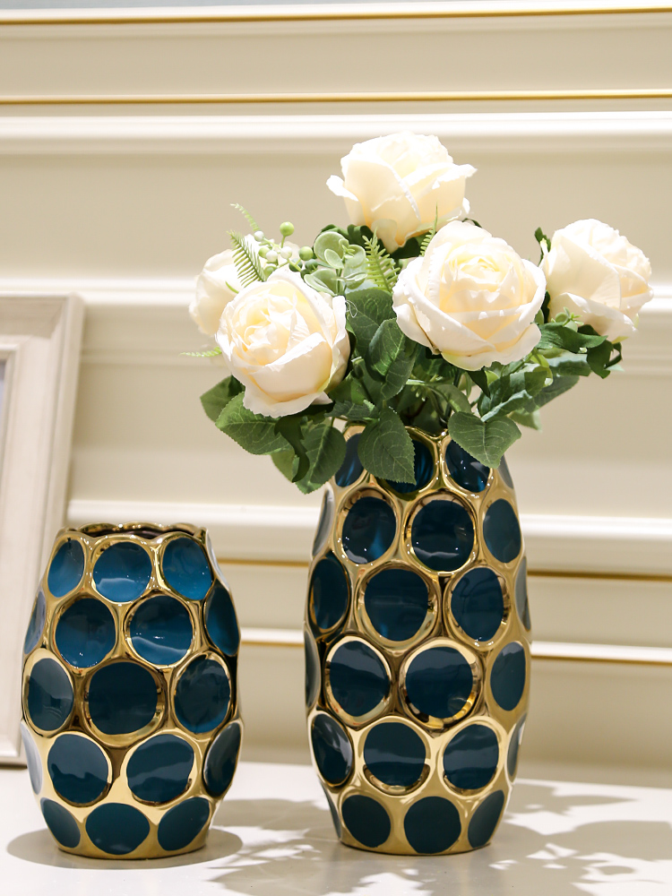 Nordic light furnishing articles sitting room key-2 luxury vase flower arranging creative contracted and I ceramic dried flowers, soft floral decorations simulation