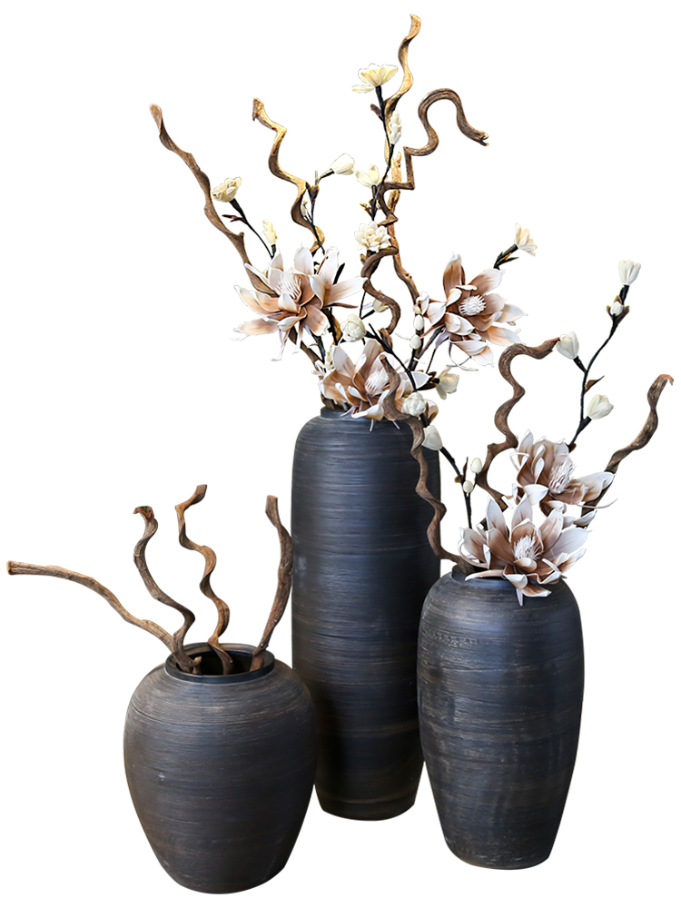 Jingdezhen coarse pottery restoring ancient ways of large vase large pottery decorative floral furnishing articles hotel club villa receptacle