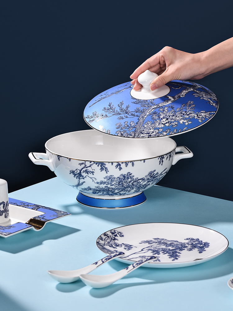 Blower, cutlery set dishes household of Chinese style combination of jingdezhen ceramic bowl chopsticks ipads bowls disc housewarming gift
