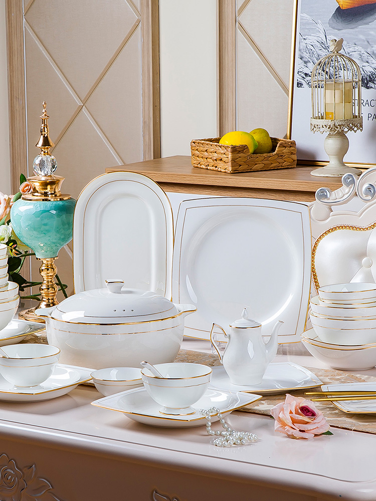 Touch the floor clearance 】 【 ipads porcelain tableware suit household jingdezhen dishes dishes chopsticks contracted ceramic plate