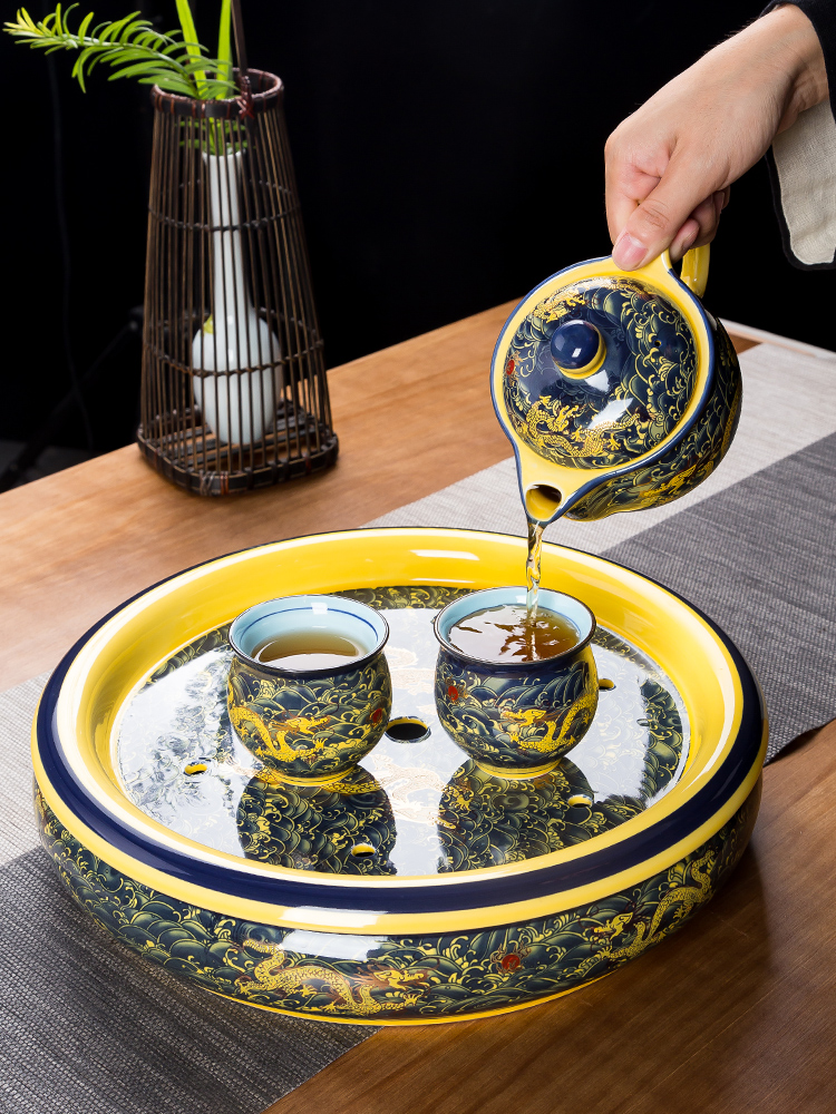 Jingdezhen tea set suits for domestic high - grade double kung fu tea set ceramic teapot teacup tea tray of a complete set of tea