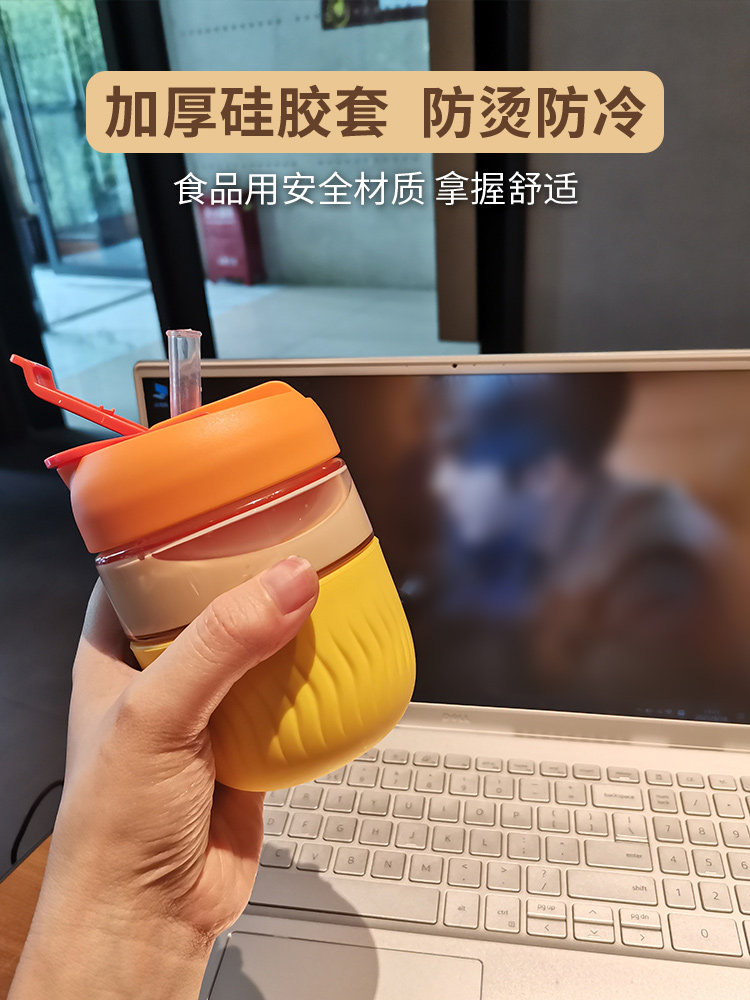 Face 炫彩带吸管便携玻璃杯 FA-KG36A 360ml 天猫优惠券折后￥34包邮（￥59-25）多色可选 送杯刷+吸管刷