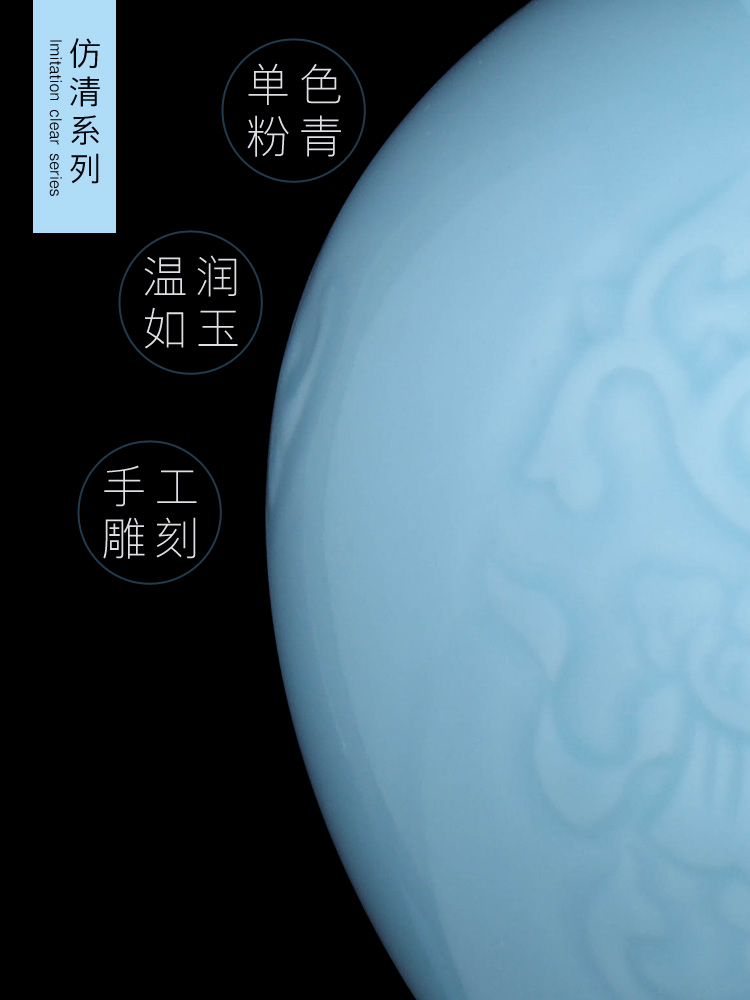Jingdezhen ceramics vase furnishing articles powder blue glaze sweet grain ears and the design of the sitting room of Chinese style household ornaments