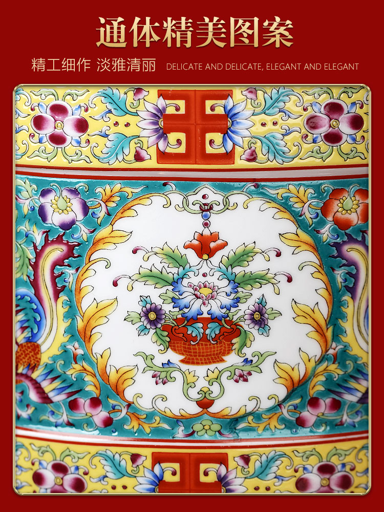 Jingdezhen colored enamel porcelain tea pot and tea cake tea pot with cover seal moisture large storage tank