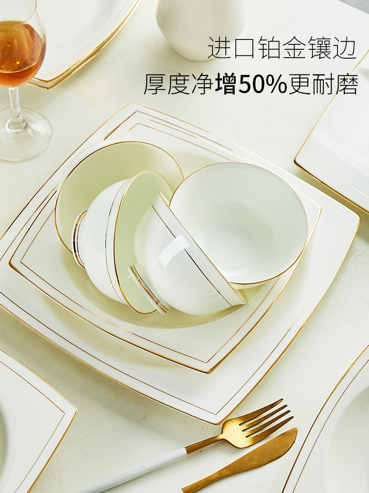 Plate suit move European - style abnormity square bowl dish dish dish hand paint club reception cutlery set home