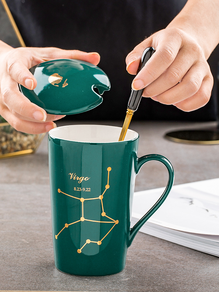 This porcelain creative sign ceramic keller cup with cover spoon lovers ultimately responds a cup of coffee cup men 's and women' s cup