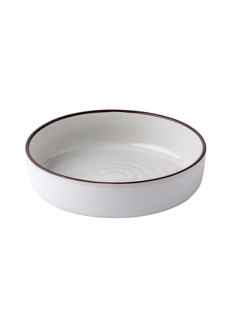 Nordic ceramic dish bowl of creative move white soup bowl household thread 7 inches round bowl photos fruit salad bowl