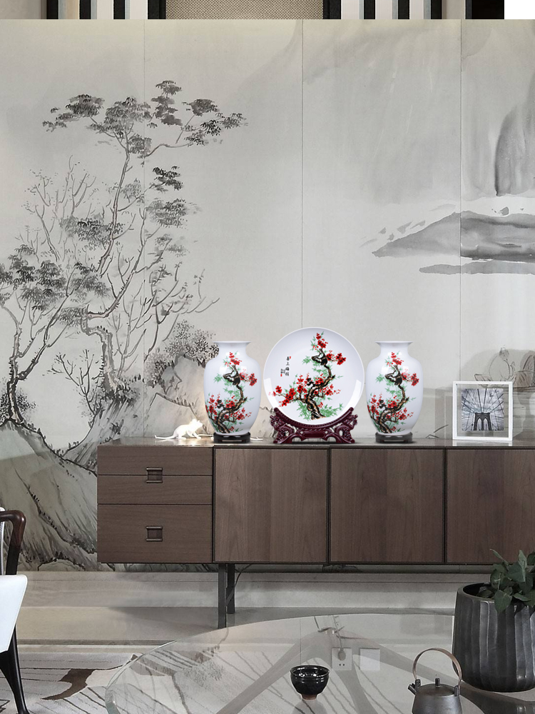 Jingdezhen ceramics, vases, flower arranging three - piece suit Chinese place to live in the sitting room TV ark adornment small handicraft