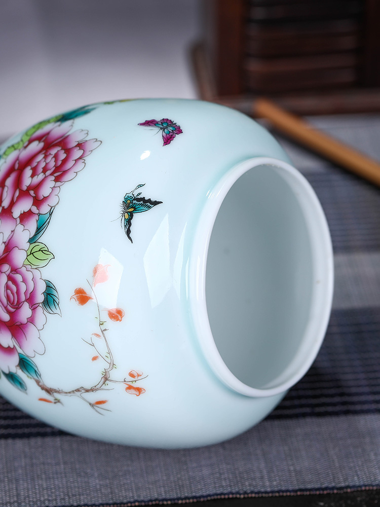 Portable ceramic pu 'er tea pot store receives the peony storage tank size tea boxes sealed as cans