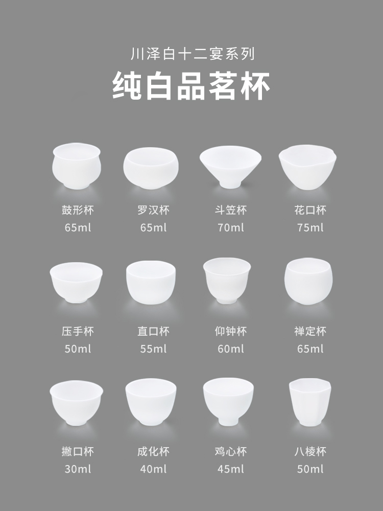 White porcelain ceramic cups and creation master cup single pure manual household kung fu tea sets sample tea cup