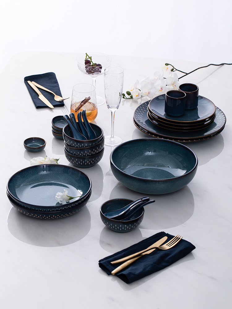 Eat mulberry mo under glaze color tableware suit ceramic Nordic home dishes dishes portable suit