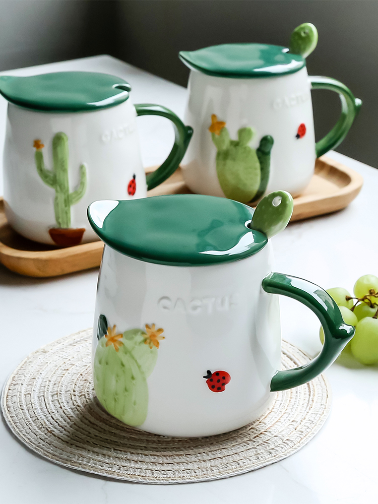 Super express cup Super of ceramic keller with spoon with large capacity creative cartoon and fresh coffee cup