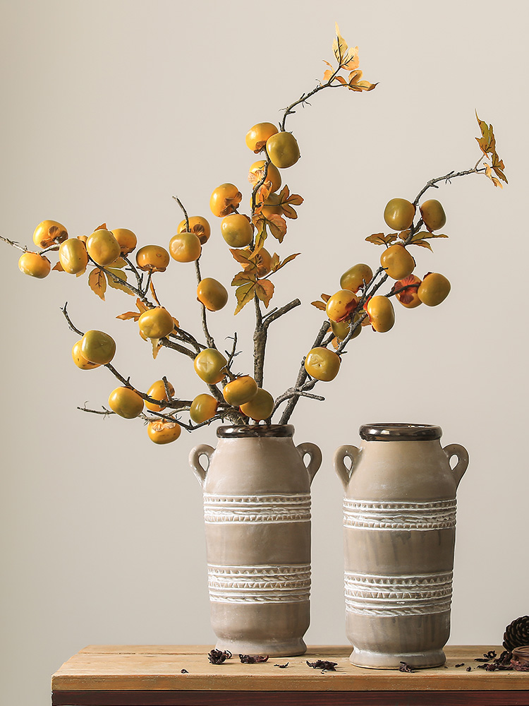 Restoring ancient ways, like a flower garden ceramic vases, flower art suit simulation pomegranate fruit flowers sitting room adornment is placed
