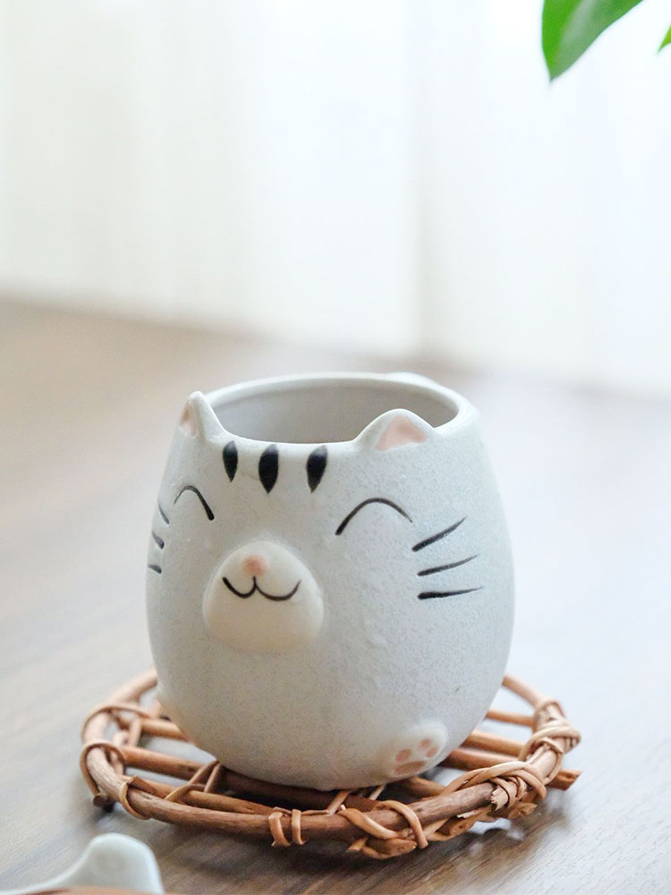 Japanese coarse ceramic keller cup home import cat is hand - made cup coffee cup couples children ceramic cups of water