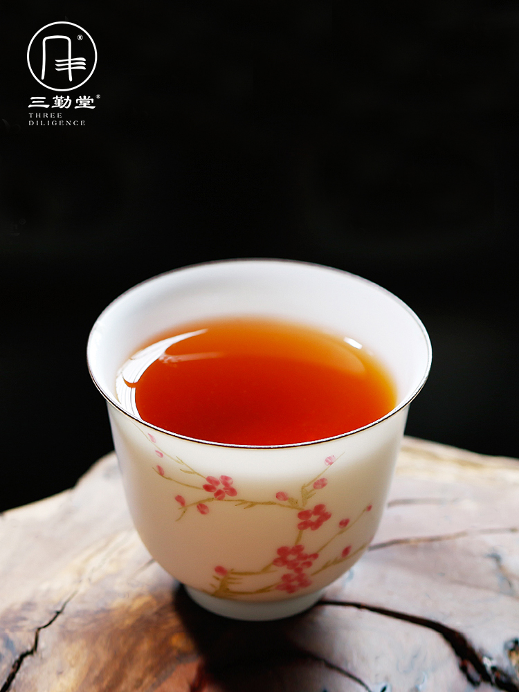 Kung fu tea cup three frequently hall jingdezhen ceramic sample tea cup hand - made twelve flora cup tea set S42011