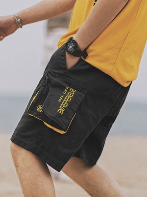 Zuo Chao dụng cụ quần short nam thương hiệu thủy triều lỏng lẻo năm quần thường xu hướng mùa hè mỏng phần cotton mới - Quần short quần bò nam Quần short