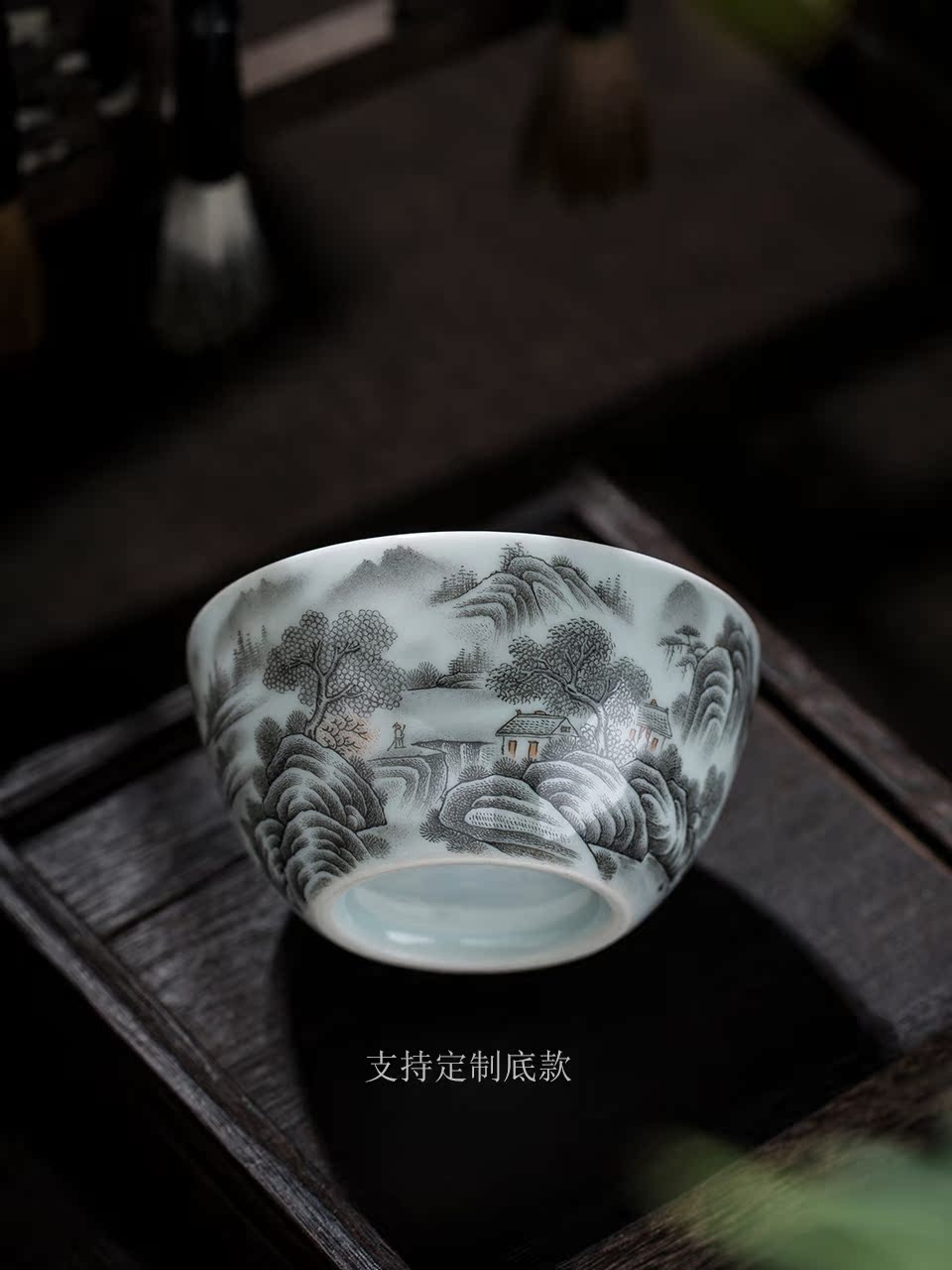 Old blue and white color ink color hand - made jingdezhen ceramic masters cup kung fu tea tea cup of pure checking sample tea cup