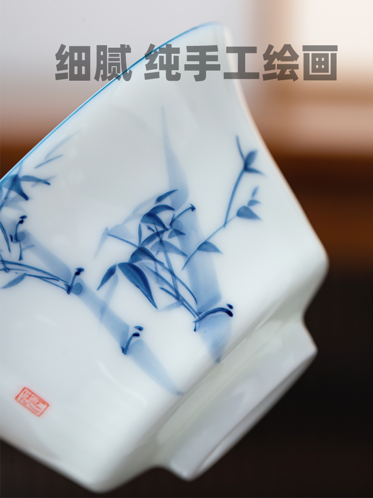 Sweet white porcelain hand - made only three tureen large single kung fu tea cup bowl of jingdezhen ceramic tea set three fort