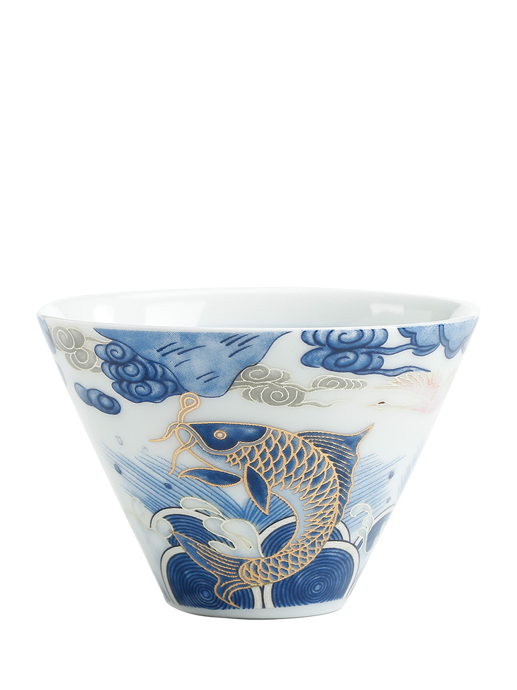 Auspicious dragon fish ceramic cups perfectly playable cup home of kung fu tea set sample tea cup single CPU use master cup by hand