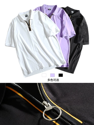 TIDEWORD size lớn cho nam mùa hè đầm mới đứng cổ áo sơ mi polo cộng với phân bón để tăng những người yêu thích áo thun ngắn tay - Polo