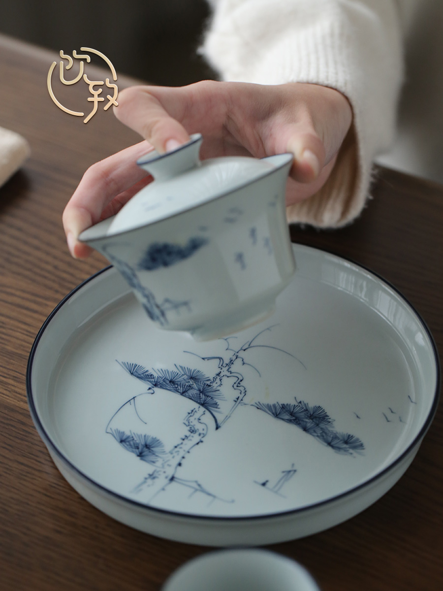 Ultimately responds to clay hand - made porcelain CiHu bearing dry terms plate ceramic teapot tray household bearing small tea tea tea tray