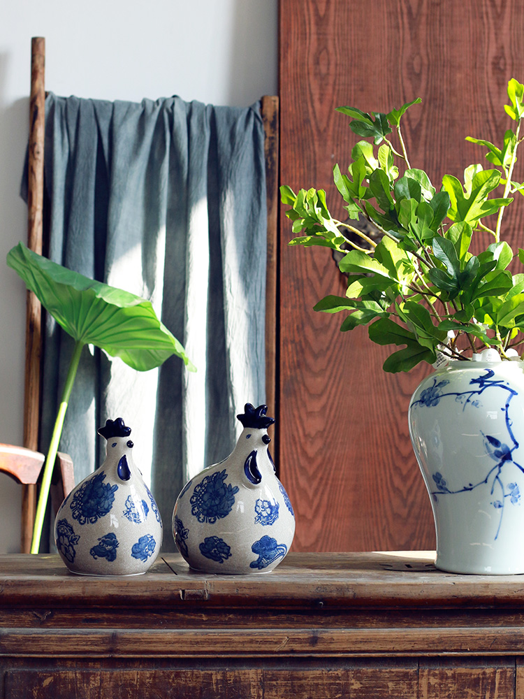 Spends under traditional celadon chicken place new Chinese jingdezhen blue and white porcelain home decoration clear soup WoGuo TV ark
