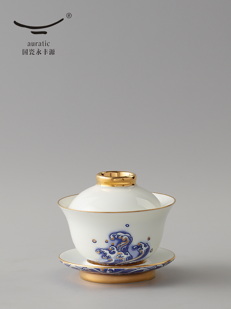 The porcelain Mr Yongfeng source porcelain sea pearl 18 head ceramic kung fu tea set tureen cup pot dish