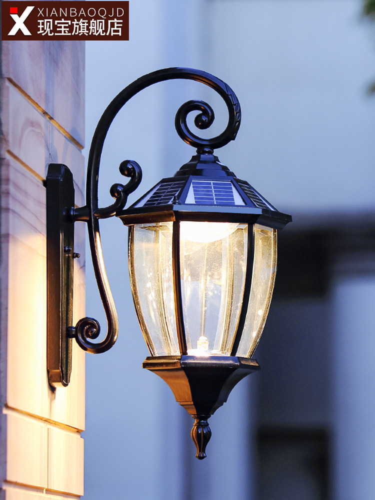 đèn treo tường năng lượng mặt trời Đèn tường năng lượng mặt trời siêu sáng ngoài trời đèn sân thượng chống thấm nước phong cách châu Âu cổng biệt thự ngoài trời ban công sân đèn tường ngoại thất đèn treo tường năng lượng mặt trời đèn ốp tường năng lượng mặt trời