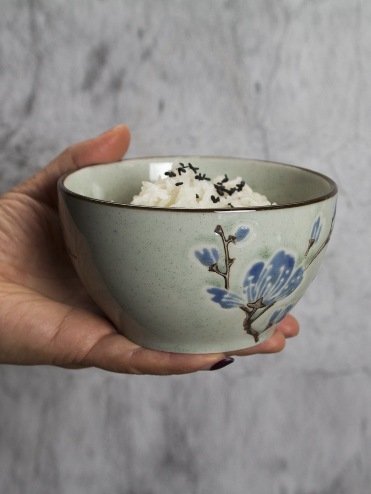 Creativity under the glaze color emboss ceramic bowl Japanese - style tableware thickening job home eating bowls plates dishes