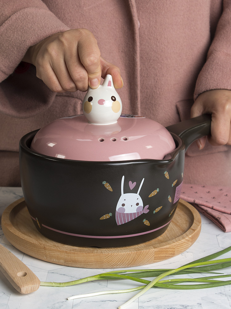 Lovely high - temperature household gas cooker ceramic saucepan cook porridge pot soup pot stewing pot soup pot casserole cartoon milk pan