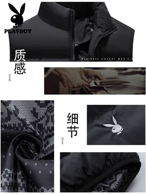Playboy xuống cotton vest nam mùa thu đông ấm áp Slim phiên bản Hàn Quốc hợp thời trang áo ba lỗ tập gym Áo vest cotton