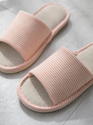 vài nam và nữ với một mùa hè đáng yêu linen nhà bông dép đi trong nhà trong nhà mềm đáy chống trượt dép vải sàn phụ nữ - Trang chủ dép chống trượt nhà tắm Trang chủ