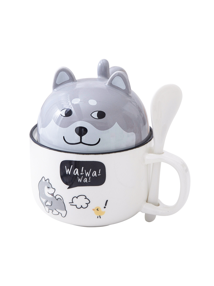 Dogs and cats ins trill web celebrity ceramic cup pig express girl high - capacity ceramic mugs couples with a spoon