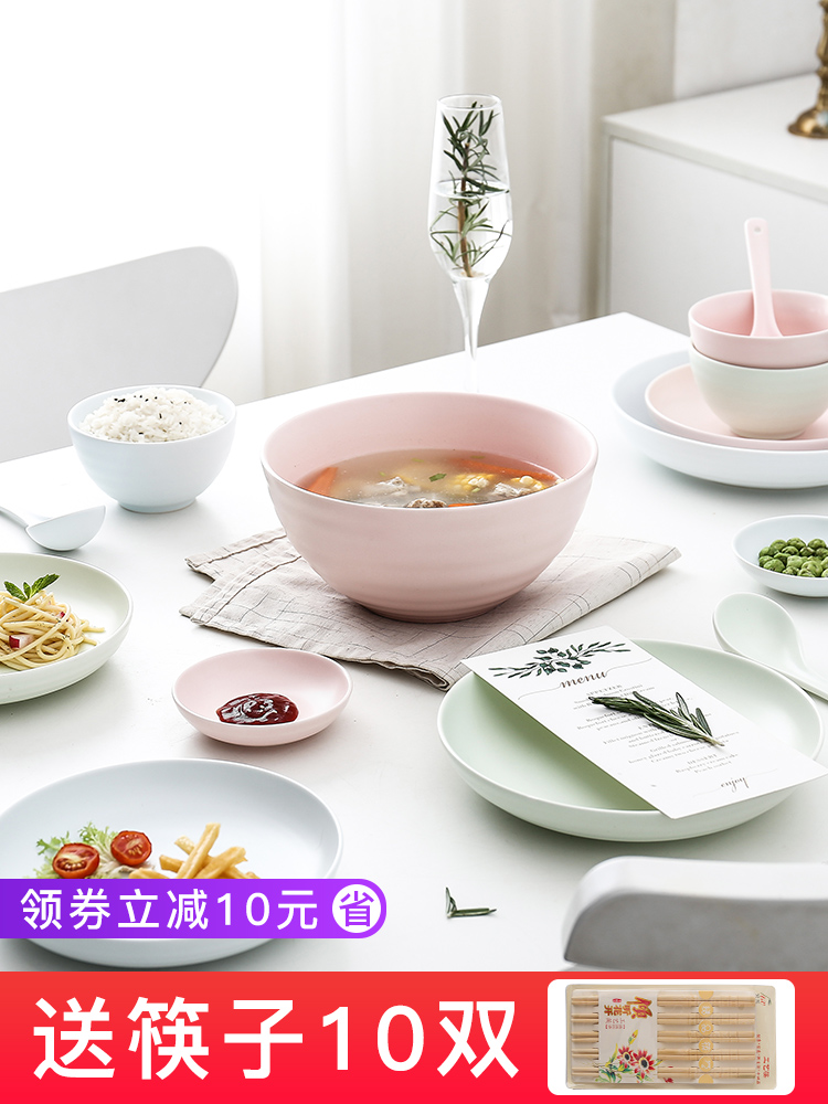 E best la dish bowl suit ceramic creative dishes Nordic contracted the 2-4-6 people with gifts sweethearts bowl chopsticks tableware