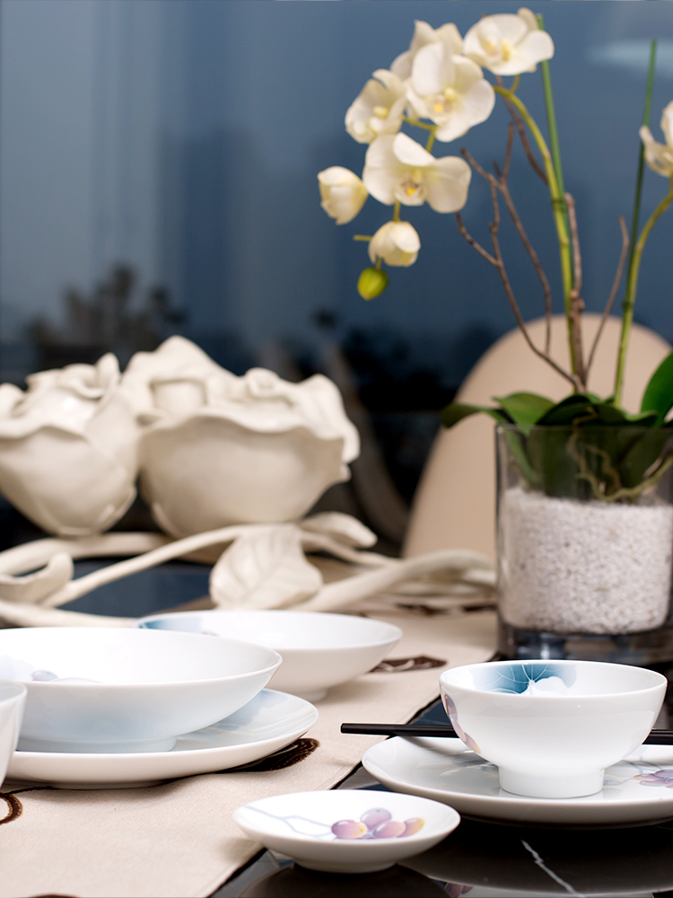 Red guanyao purple rhyme 28 head suit under the liling porcelain glaze color hand - made tableware household white porcelain tableware gifts