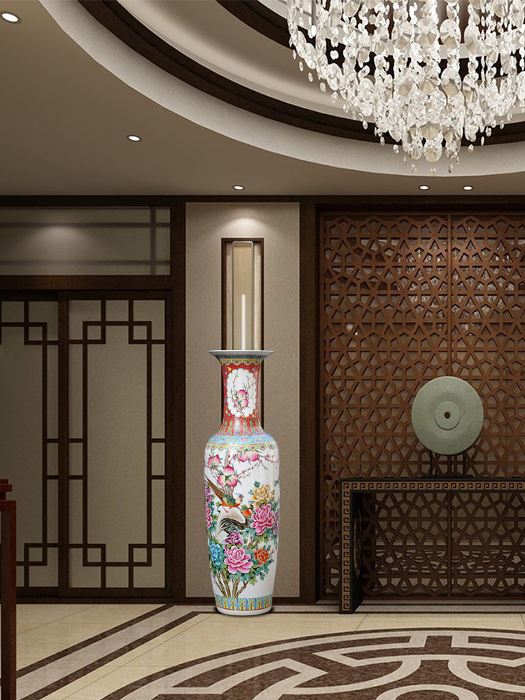 Jingde town hall of large hand pastel peach porcelain vase guest decoration large hall study furnishing articles